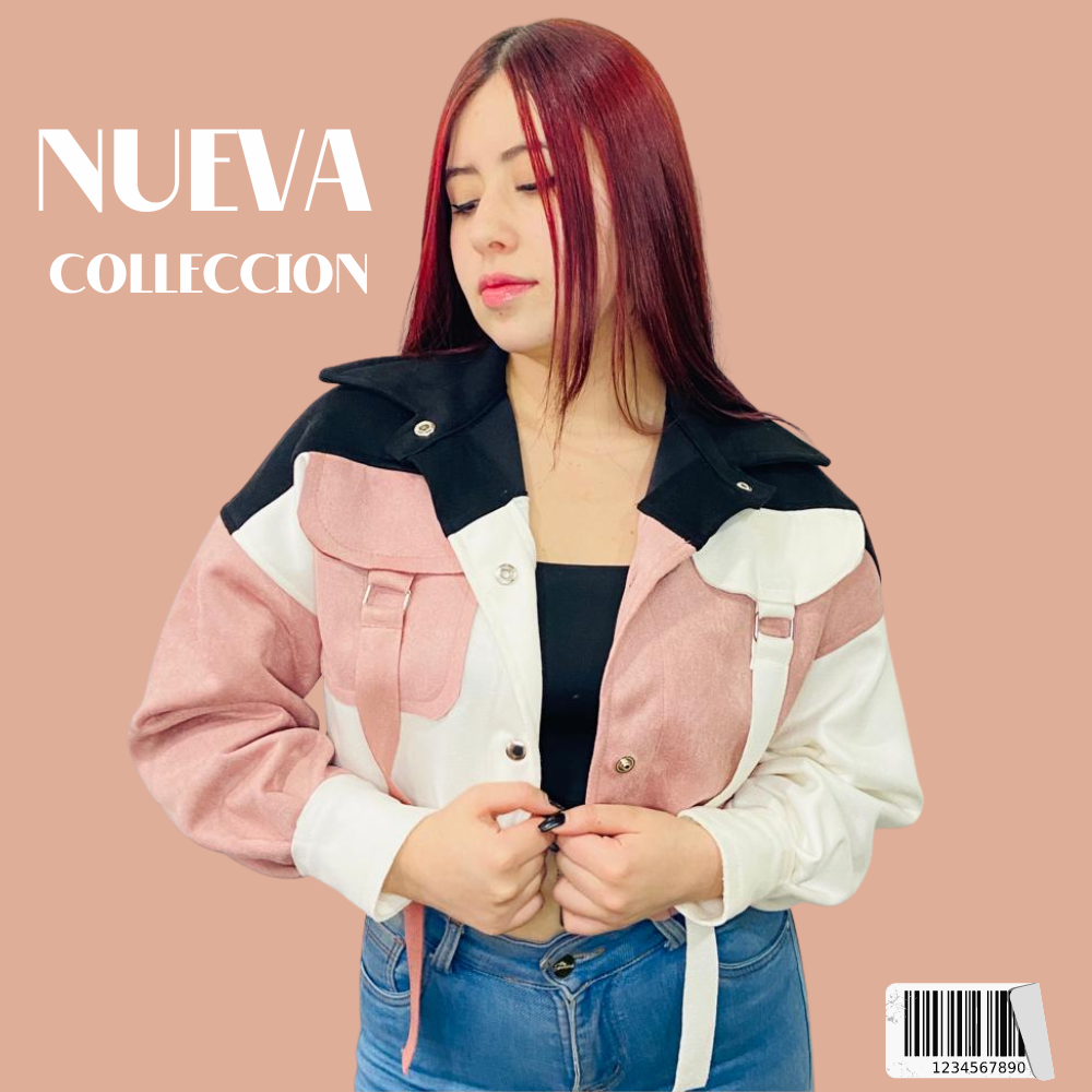 Chaqueta Dama Gamuza Combinada.