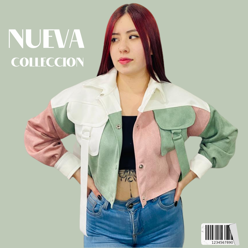 Chaqueta Dama Gamuza Combinada.